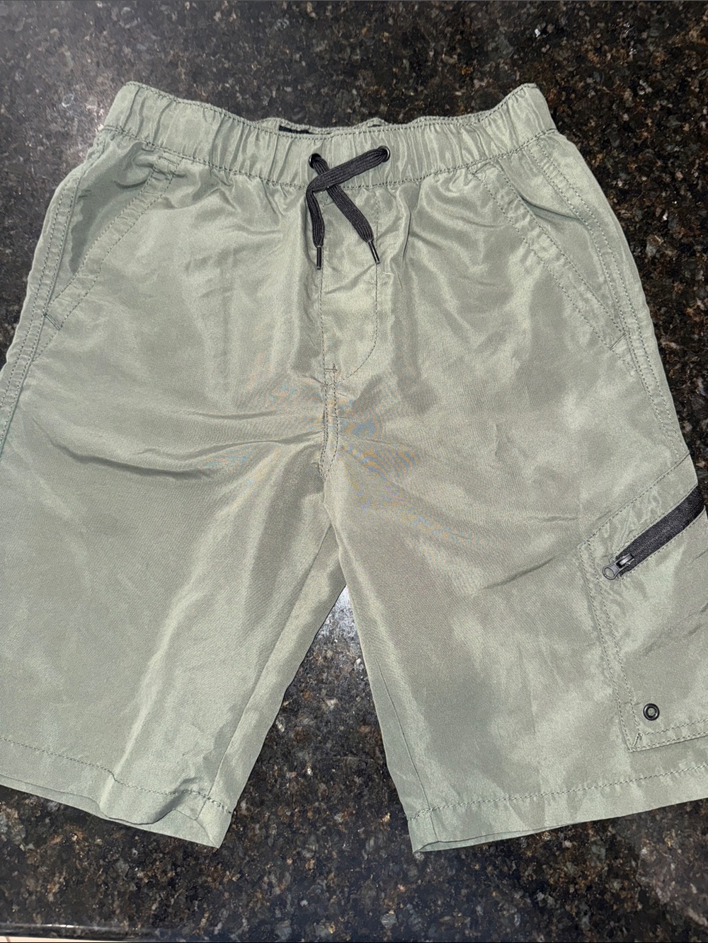 Plugg Boys Cargo Drawstring Shorts in Sage Green